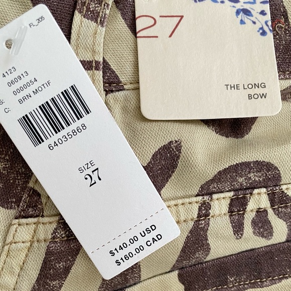 NWT: ANTHROPOLOGIE Pilcro | Tiger Print High-Rise Long Bow Pants - Picture 7 of 8